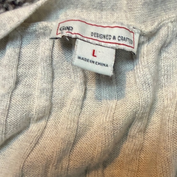 GAP Women's Light Beige Cardigan Sweater Rib Oatmeal Heather size Large - Picture 4 of 6